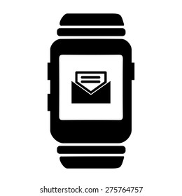 E-mail icon on smart watch. vector illustration