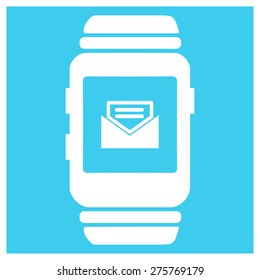 E-mail icon on smart watch. vector illustration