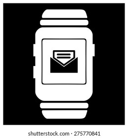 E-mail icon on smart watch. vector illustration