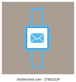 E-mail icon on smart watch. vector illustration