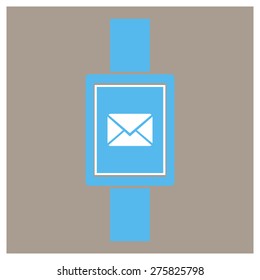 E-mail icon on smart watch. vector illustration