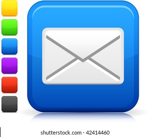 email icon on square internet button  Six color options included.