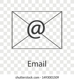 Email icon on transparency background. Line vector illustration for web page. 