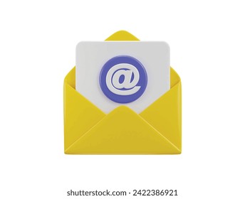 Icono de correo electrónico en sobre amarillo con el signo de velocidad 3d representación 