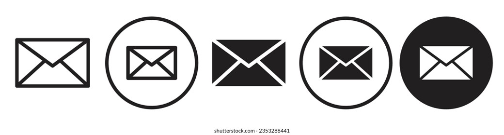 E-Mail-Symbol Online-Nachrichten senden durch E-Mail-Kästchen Symbol. Briefumschlag für Vektorgrafik-Briefumschlag, um Postkarten-Newsletter digital zu erhalten.  Web-App-Umriss der Geschäftskontaktadresse Schaltfläche Post.  