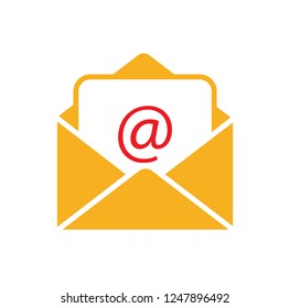 Email icon. Open envelope with mail.