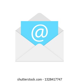 Email icon. Open envelope with mail.