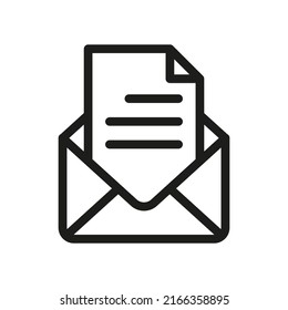 Icono de correo electrónico. Sobre abierto. Iconos de correo electrónico y mensajería. Ilustración vectorial de símbolo de correo de línea