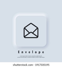 Email Icon. Open envelope. Newsletter logo. Email and messaging icons. Email marketing campaign. Vector EPS 10. UI icon. Neumorphic UI UX white user interface web button. Neumorphism