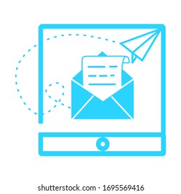 Email icon. Open envelope pictogram. Mail symbol, email and messaging, email marketing campaign for website design, mobile application, ui. Sending or receiving email concept working process.