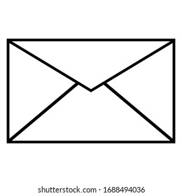 Email icon. Outline envelope sign isolated on the white background. Mail Line Icon. Vector Illustration of Outline Web Symbol.Black isolated outline icon of postal envelope on white background. 