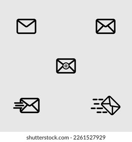 email icon outline set isolated vector illustration
