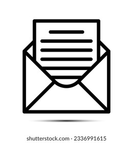 Vector de contorno de icono de correo electrónico, icono de mensaje, signo de bandeja de entrada, símbolo de mensajería, contorno de sobres en blanco y negro, ilustración de vector de trazo de envío de carta