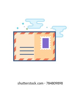 Email icon in outlined flat color style. Vector illustration.