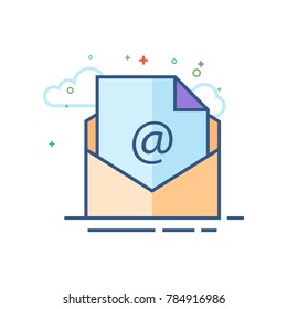 Email icon in outlined flat color style. Vector illustration.