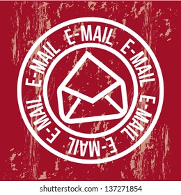 email icon over red background. vector illustration