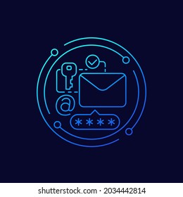 email icon with password, line vector