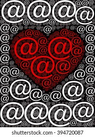 email icon pattern background with love heart silhouette together vector print pattern. for fashion and graphic design. special with valentines day gift print offer.