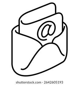 Ícone de e-mail representado pela perspectiva 3d Ícone de e-mail Estilo de linha.