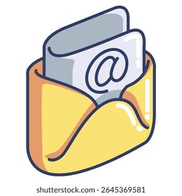 Email icon represented by 3d perspective Email icon Lineal Color style.