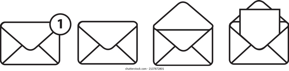Icono de correo electrónico. Icono de enviar mensaje. Símbolos de entrega de correo. Carta en sobre. Icono de correo electrónico. Enviando la colección de iconos de mensajes aislada en blanco
