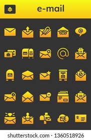 e-mail icon set. 26 filled e-mail icons.  Simple modern icons about  - Mail, Spam, Email, Arroba, Postal, Mailbox, Mail box, Envelope