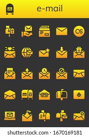 conjunto de iconos de correo electrónico. 26 iconos rellenos de correo electrónico.  Iconos modernos sencillos, como: Buzón, correo, sobres, lastfm, correo electrónico, correo basura