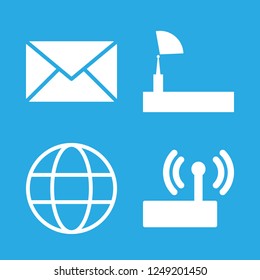 email icon set about worldwide, internet and envelope vector set