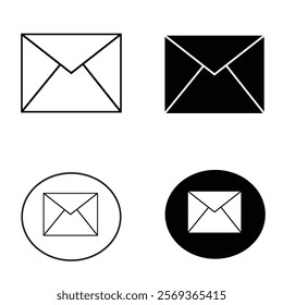 email icon set. black email icon .silhoued icon .mail icon