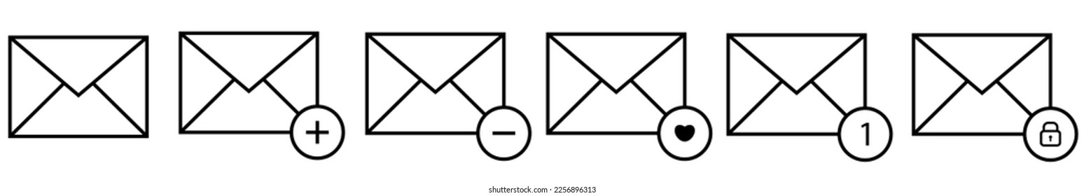 E-Mail-Symbol-Set. Umhüllung einzeln auf weißem Hintergrund