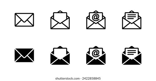 email icon set. envelope mail icon vector illustration