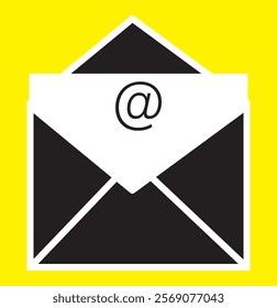 email icon set. Envelope mail icon vector illustration.Black white yellow colors.