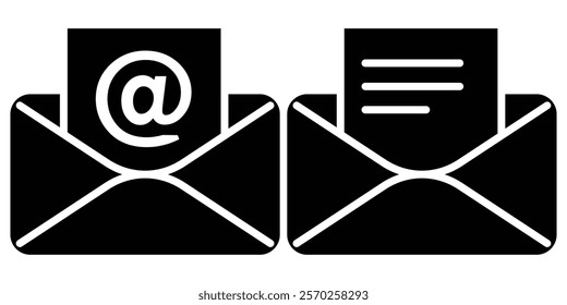 Email icon set. Envelope mail icon. Send message sign. Received message. Isolated mail icon. Open envelope symbol. Vector illustration.