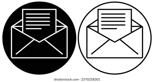 Email icon set. Envelope mail icon. Send message sign. Received message. Isolated mail icon. Open envelope symbol. Vector illustration.