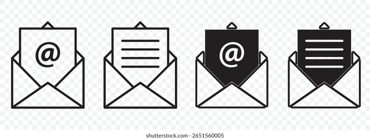 Email icon set. envelope mail-icon vector illustration. Mail icon set. email icon vector. E-mail icon. Envelope illustration on Transparent Background. EPS 10.