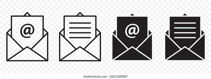 Email icon set. envelope mail-icon vector illustration. Mail icon set. email icon vector. E-mail icon. Envelope illustration on Transparent Background. EPS 10.
