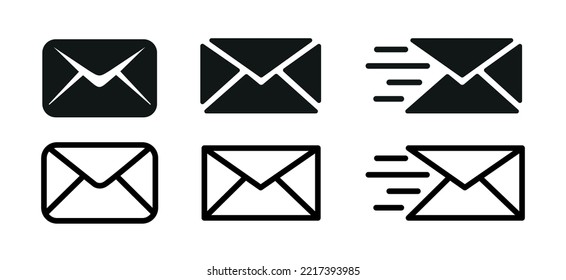 Icono De Correo Electrónico Fijado En Estilo Plano. Icono Web. Ilustración del vector sobre negro