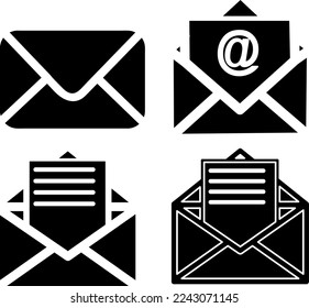ilustración de conjunto de iconos de correo electrónico en fondo blanco