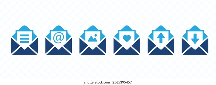 E-mail icon set isolated on white background.