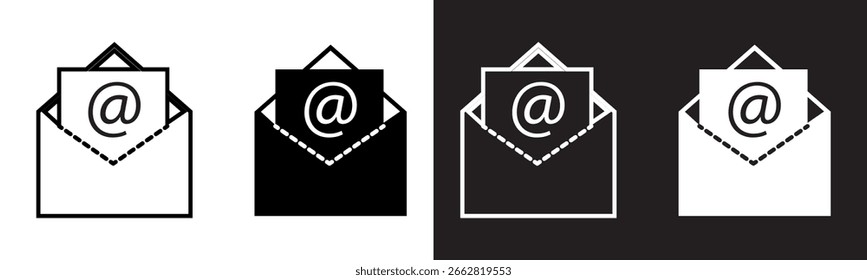 Email icon set with line and filled style