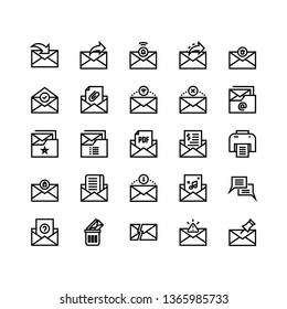 Email icon set with line style vector illustration