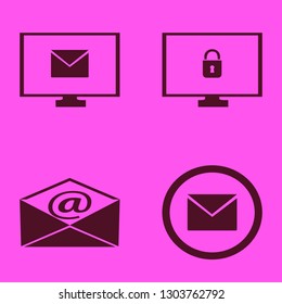 email icon set with mail, cyber security and envelope vector illustration