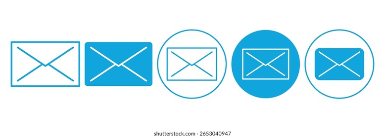 Conjunto de iconos de correo electrónico. Conjunto de iconos de correo. Icono de sobre. Comunicación, conjunto de iconos de mensajería. símbolo de correo de sobre. Ilustración vectorial