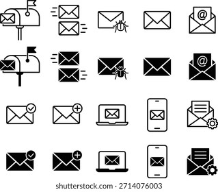 Conjunto de iconos de correo electrónico. Símbolo de correo y sobre. Ilustración vectorial.