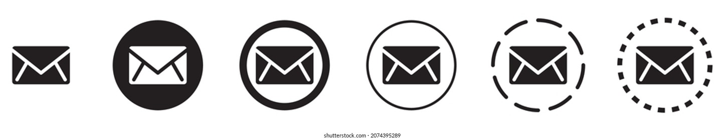 Email icon. Set of mail icons. Vector illustration. Message symbol.