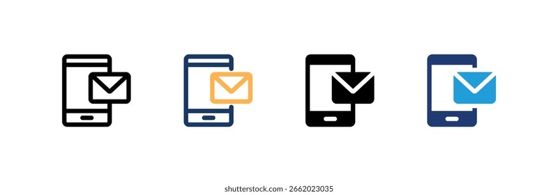 O ícone de e-mail define várias coleções de estilos. Ilustração vetorial.