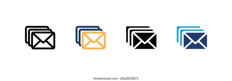 Icono de correo electrónico establece múltiples estilos de colección. Ilustración vectorial.