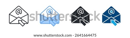 Email Icon Set Multiple Style. Design In Outline, Blue, Glyph, Dualtone