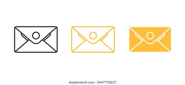 E-Mail-Symbol auf weißem Hintergrund gesetzt. Vektorillustration in Umriss und flachem Stil