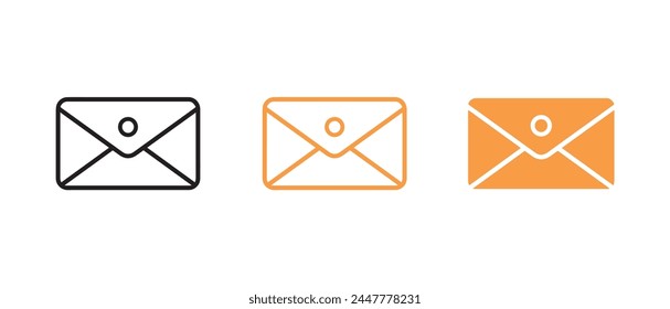 Email icon set on white background. Vector illustration in outline and flat style